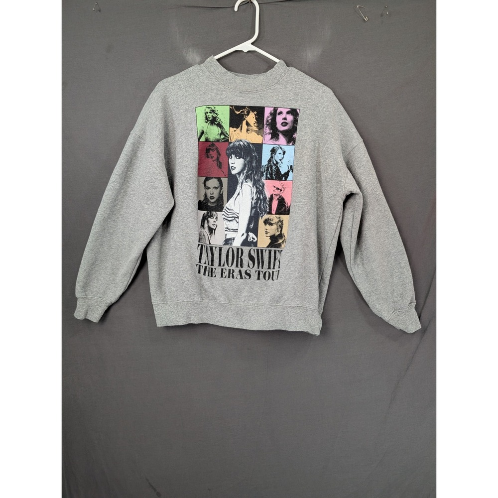 Taylor Swift The Eras Tour Gray Crewneck Graphic Sweatshirt XS Music Merch